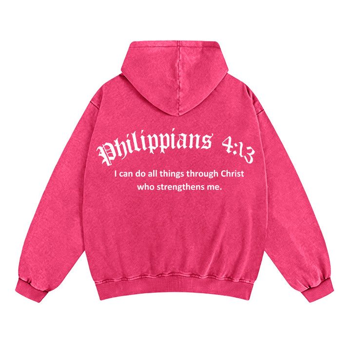 Christianartworkshop Philipper 4,13 Kapuzenjacke mit Reißverschluss: Botschaft des Glaubens und der Stärke - Rose - 2XL - image 11