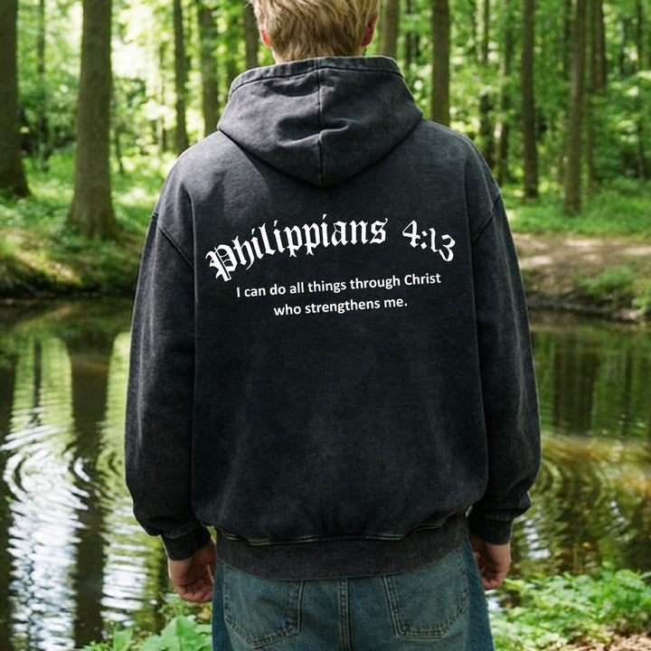Christianartworkshop Philipper 4,13 Kapuzenjacke mit Reißverschluss: Botschaft des Glaubens und der Stärke - image 3