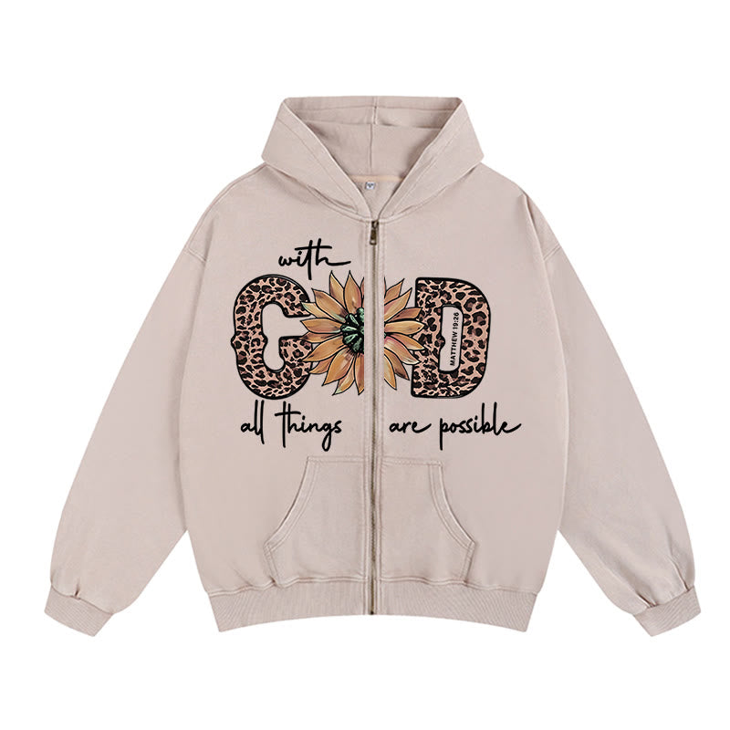 Christianartworkshop – Von Gott inspirierte Kapuzenjacke mit Sonnenblumenmotiv und Reißverschluss: Tägliche Erinnerung an den Glauben - Aprikose - 2XL - image 0