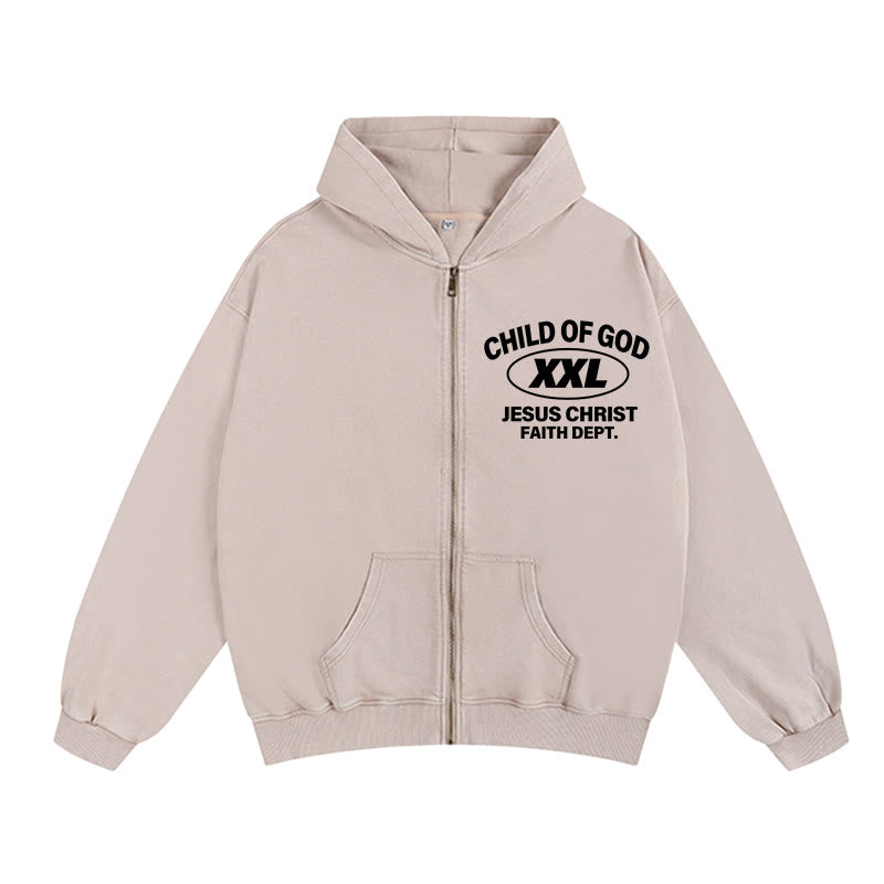 Christianartworkshop „Child of God Identity“ Kapuzenjacke mit Reißverschluss: Glaube und Streetstyle vereint - Aprikose - 2XL - image 2