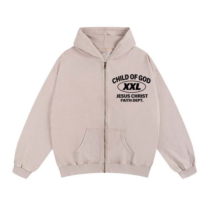 Christianartworkshop „Child of God Identity“ Kapuzenjacke mit Reißverschluss: Glaube und Streetstyle vereint - Aprikose - 2XL - image 2