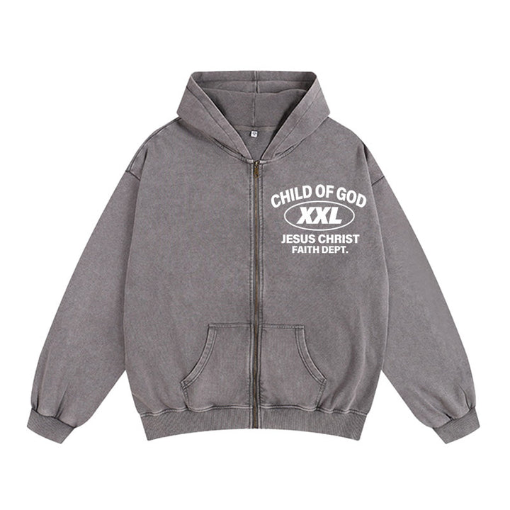 Christianartworkshop „Child of God Identity“ Kapuzenjacke mit Reißverschluss: Glaube und Streetstyle vereint - Grau - 2XL - image 8