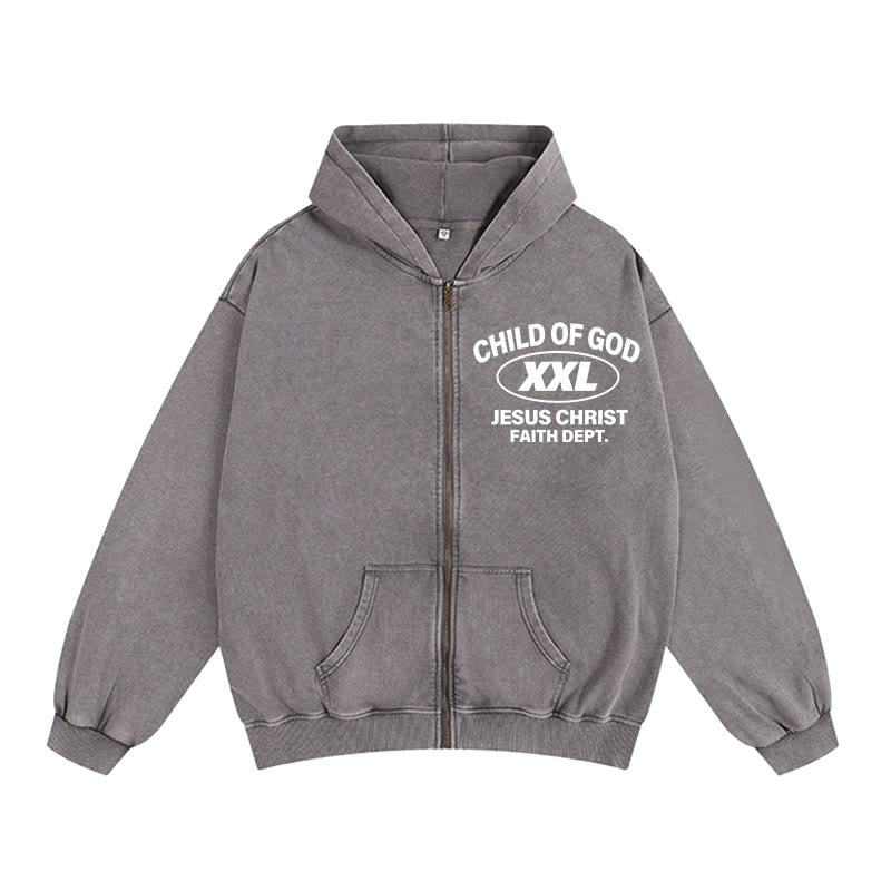 Christianartworkshop „Child of God Identity“ Kapuzenjacke mit Reißverschluss: Glaube und Streetstyle vereint - Grau - 2XL - image 8
