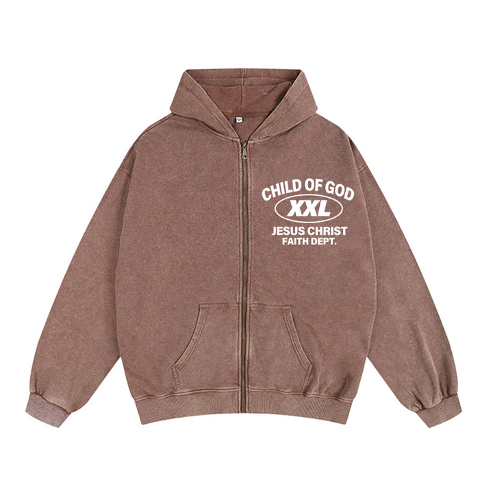 Christianartworkshop „Child of God Identity“ Kapuzenjacke mit Reißverschluss: Glaube und Streetstyle vereint - Kaffee - 2XL - image 0