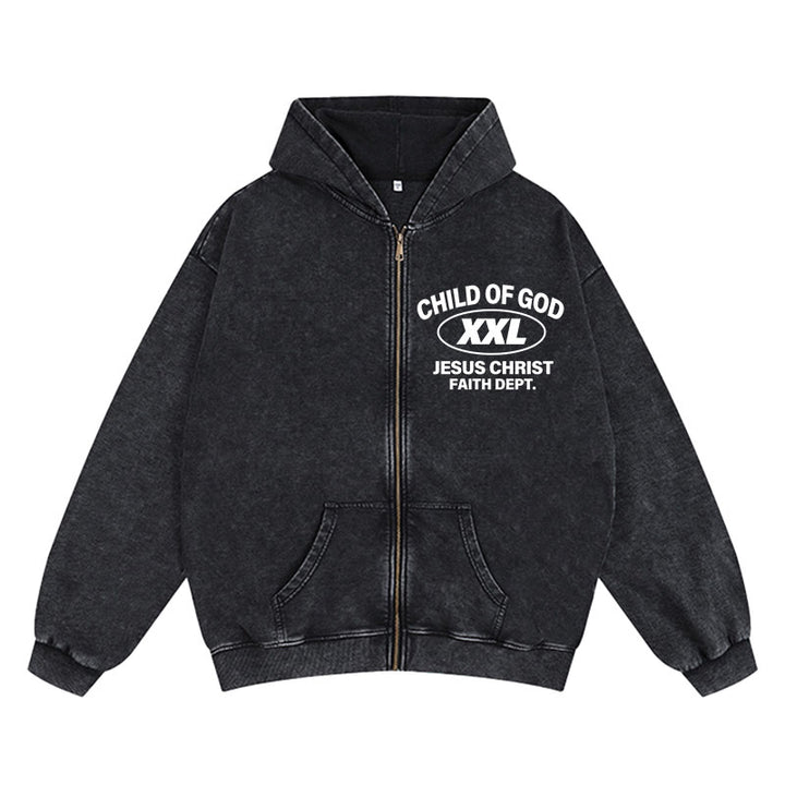 Christianartworkshop „Child of God Identity“ Kapuzenjacke mit Reißverschluss: Glaube und Streetstyle vereint - Schwarz - 2XL - image 5