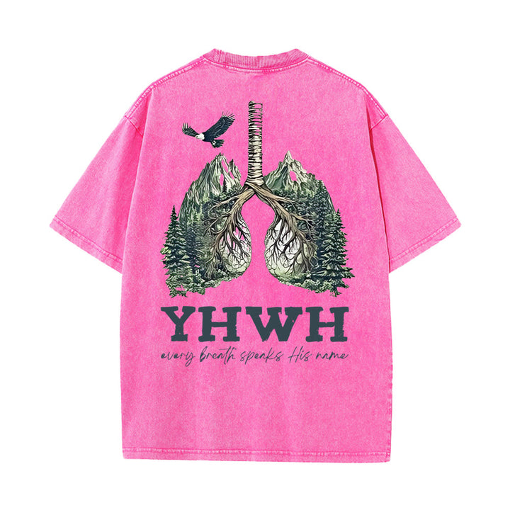 Christianartworkshop „Jeder Atemzug spricht seinen Namen“ Unisex-T-Shirt (vorgewaschen) - Rosa - 5XL - image 16