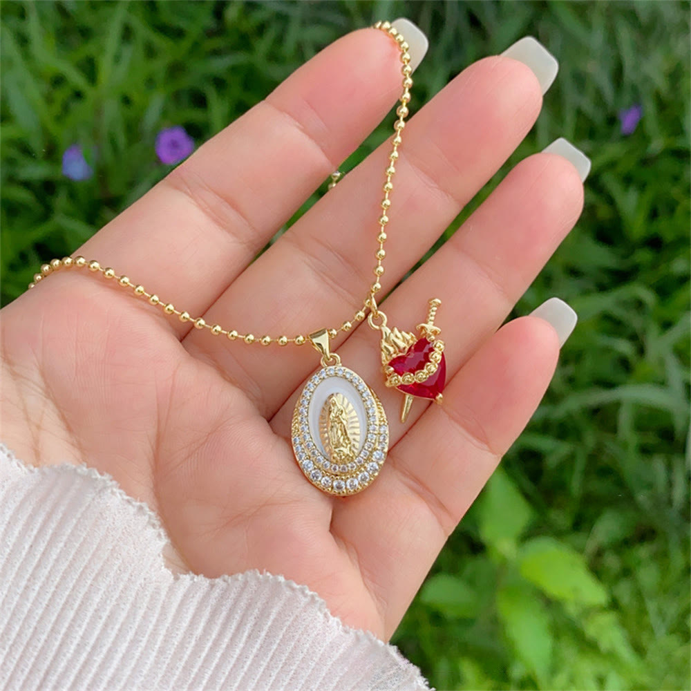 Christianartworkshop Halskette mit Marien- und Herz-Jesu-Motiv in 6 Ausführungen: Eleganter, vom Glauben erfüllter Schmuck - C - image 5