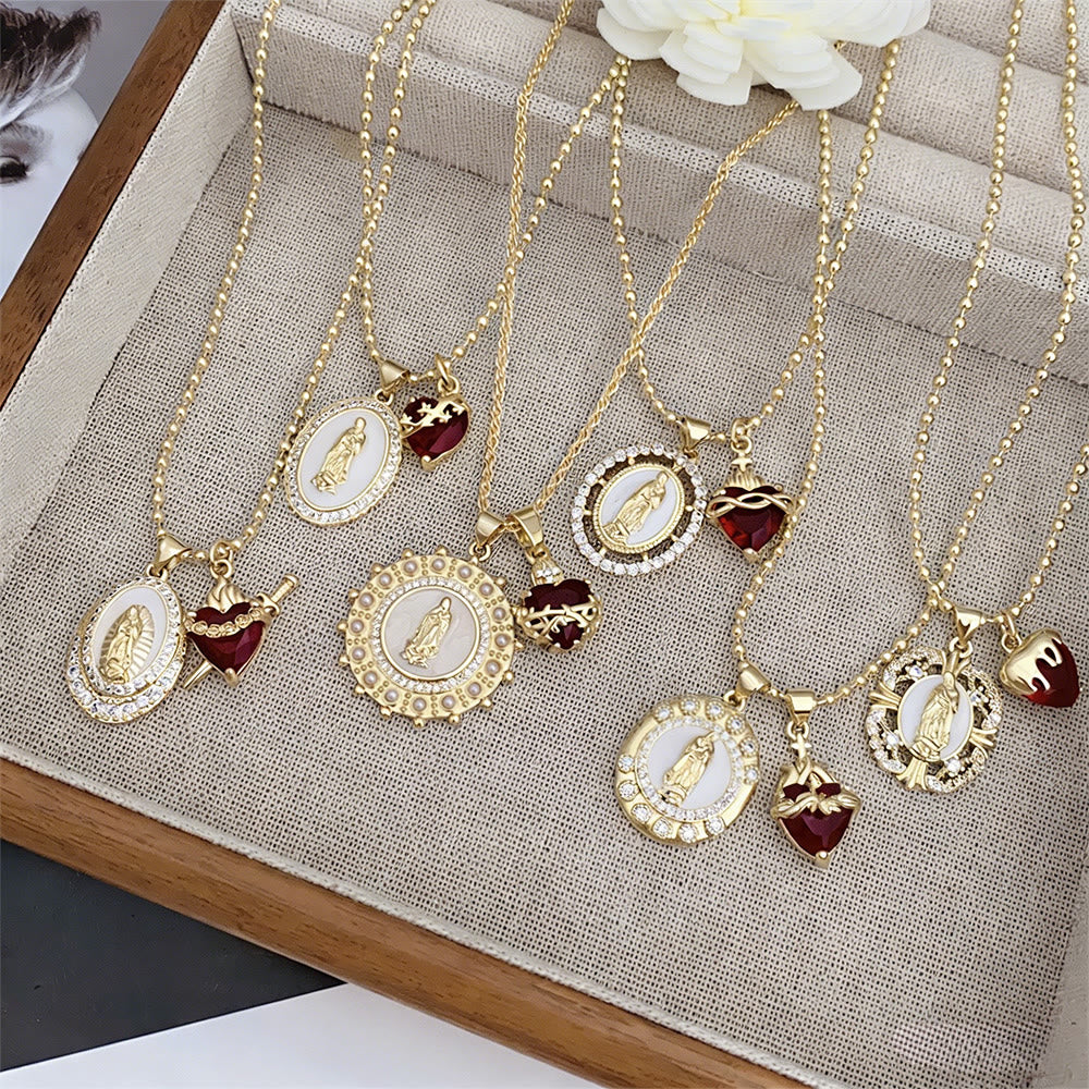 Christianartworkshop Halskette mit Marien- und Herz-Jesu-Motiv in 6 Ausführungen: Eleganter, vom Glauben erfüllter Schmuck - image 1