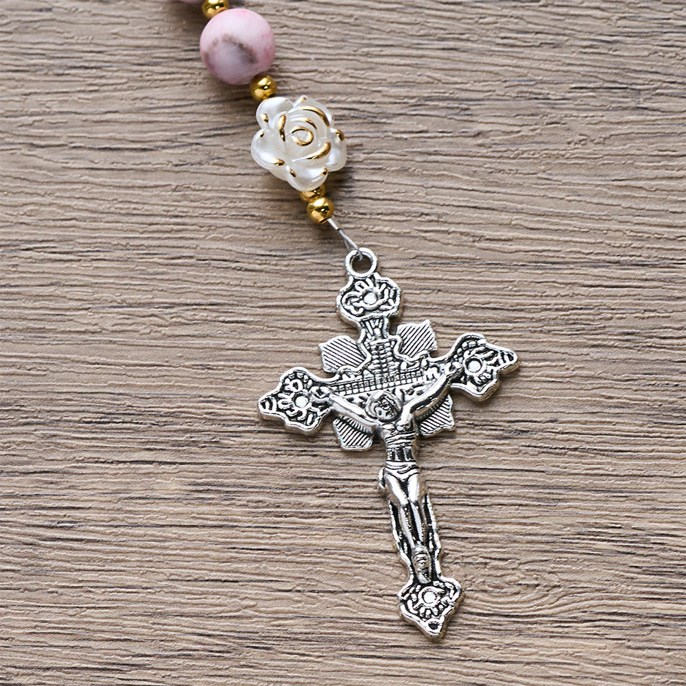 Christianartworkshop Rosenkranz „Rosa Zebra Jasper“ für das neue Jahr 2026: Personalisierter Name und Glaube - image 10