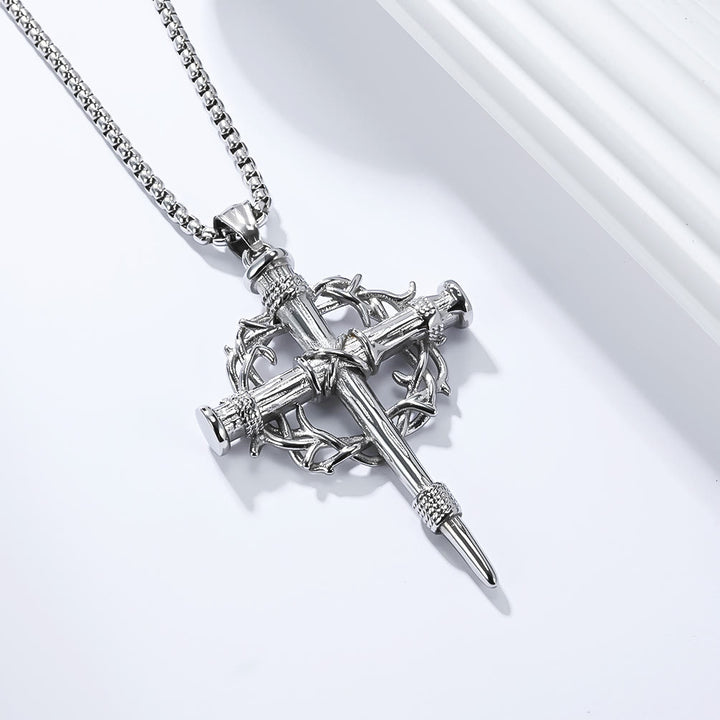 Christianartworkshop Dreifach-Kreuz mit Thronkette: Stille Erinnerung an seine Erlösung - Silber - image 4