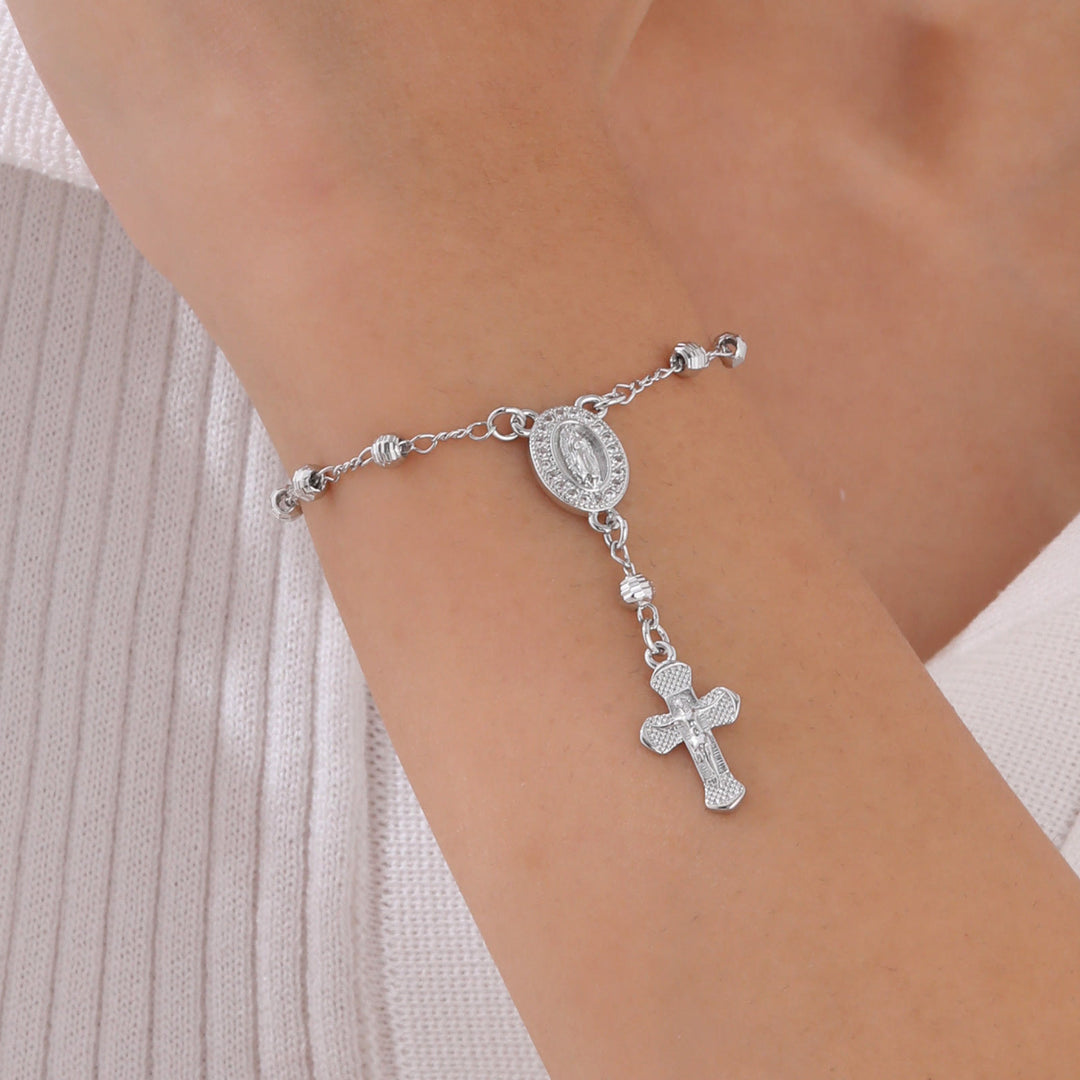 Christianartworkshop Armband mit Anhänger „Unsere Liebe Frau und Kreuz“: Ihre Gnade an Ihrem Handgelenk - Silber - image 2