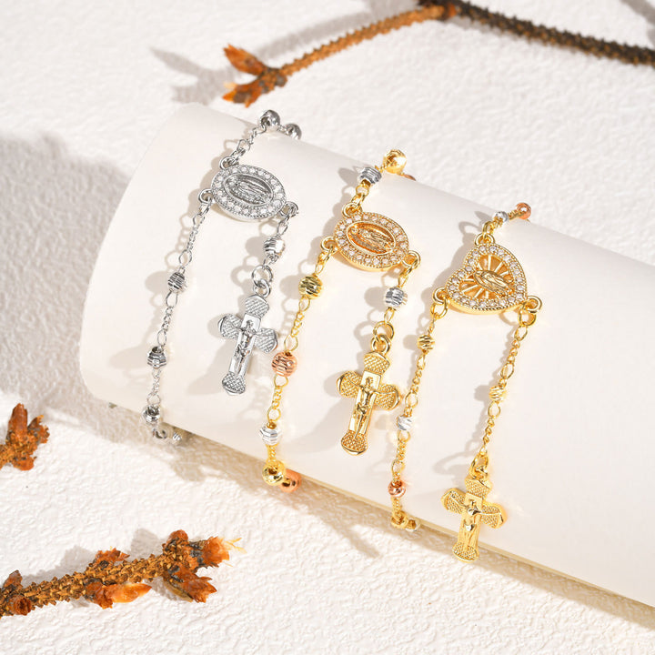 Christianartworkshop Armband mit Anhänger „Unsere Liebe Frau und Kreuz“: Ihre Gnade an Ihrem Handgelenk - image 0