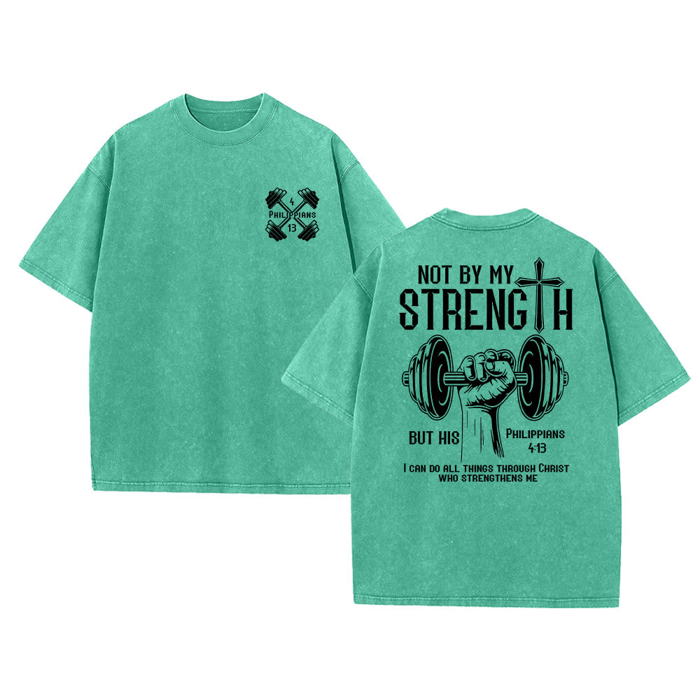 Christianartworkshop Nicht durch meine Kraft, sondern durch seine Unisex-T-Shirt (vorgewaschen) - Grün - 5XL - image 21