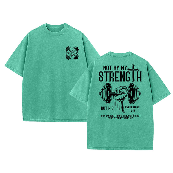 Christianartworkshop Nicht durch meine Kraft, sondern durch seine Unisex-T-Shirt (vorgewaschen) - Grün - 5XL - image 21