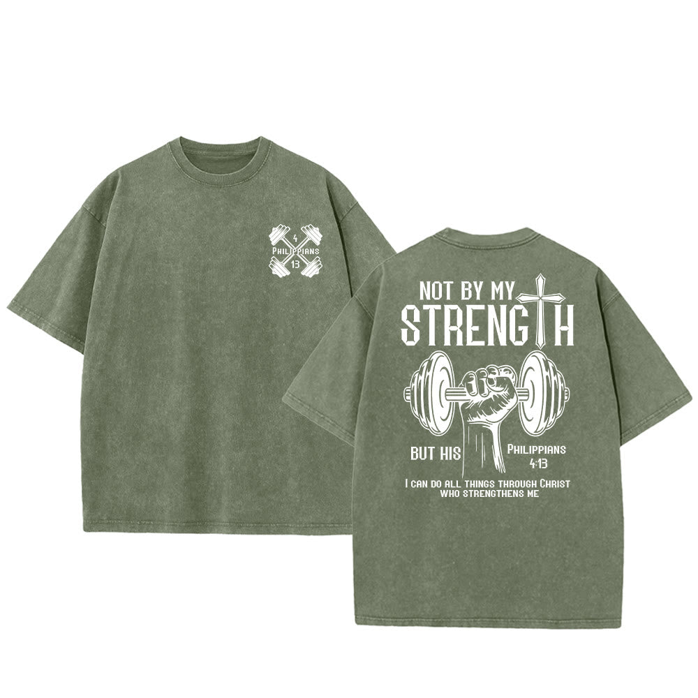 Christianartworkshop Nicht durch meine Kraft, sondern durch seine Unisex-T-Shirt (vorgewaschen) - Armeegrün - 5XL - image 24