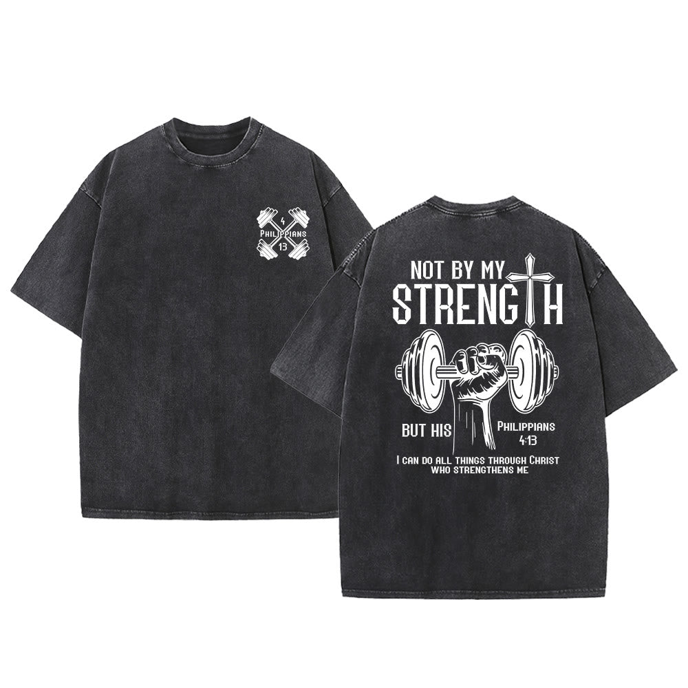 Christianartworkshop Nicht durch meine Kraft, sondern durch seine Unisex-T-Shirt (vorgewaschen) - Schwarz - 5XL - image 3
