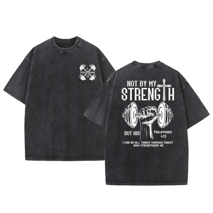 Christianartworkshop Nicht durch meine Kraft, sondern durch seine Unisex-T-Shirt (vorgewaschen) - Schwarz - 5XL - image 3