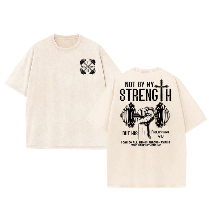 Christianartworkshop Nicht durch meine Kraft, sondern durch seine Unisex-T-Shirt (vorgewaschen) - Beige - 5XL - image 6