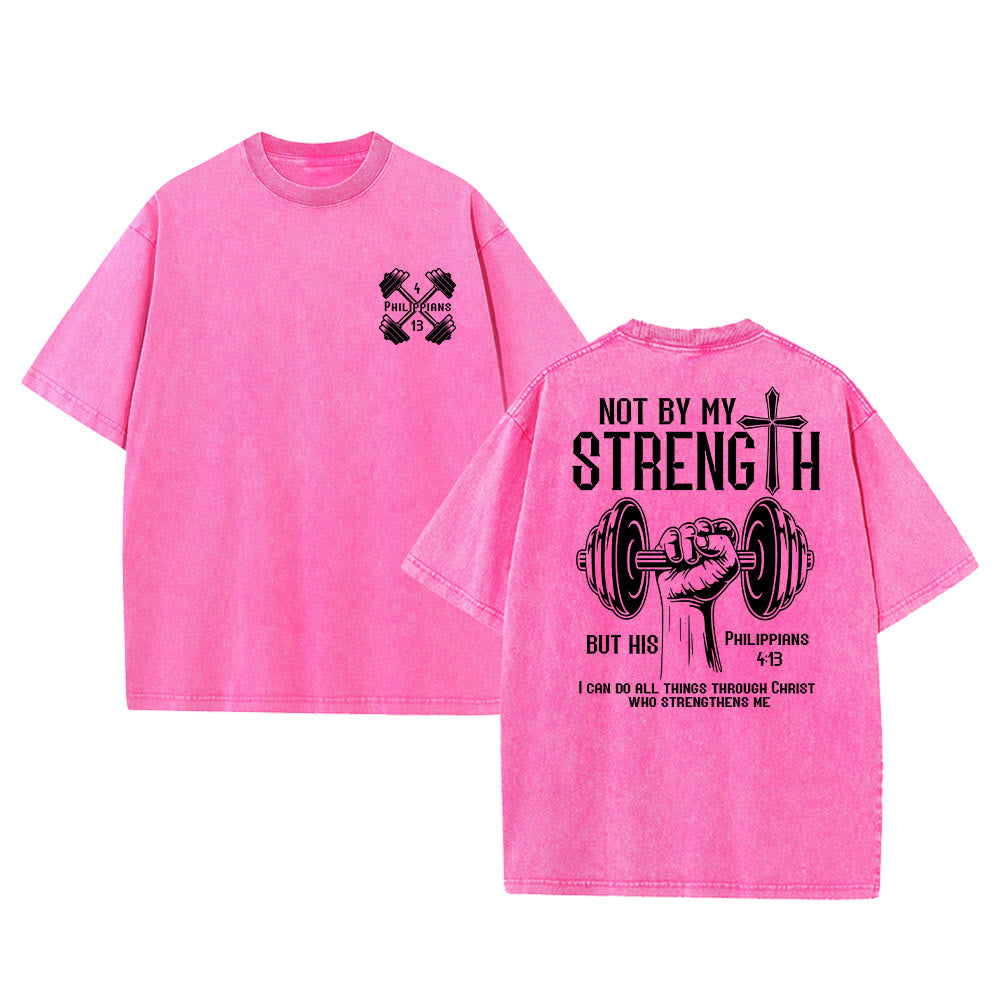 Christianartworkshop Nicht durch meine Kraft, sondern durch seine Unisex-T-Shirt (vorgewaschen) - Rosa - 5XL - image 18