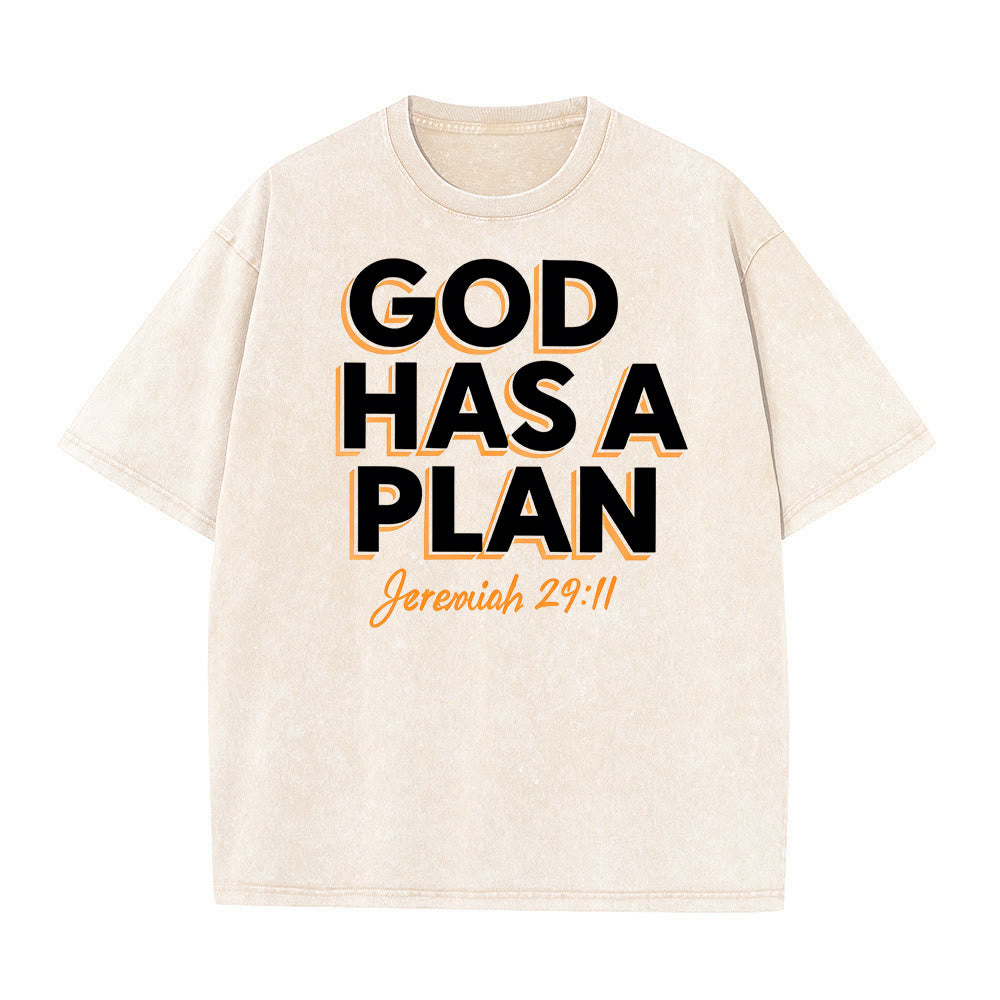 Christianartworkshop Gott hat einen Plan Zitat Unisex-T-Shirt (vorgewaschen) - Beige - 5XL - image 3