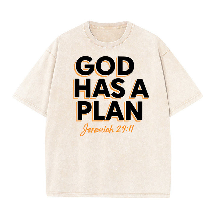 Christianartworkshop Gott hat einen Plan Zitat Unisex-T-Shirt (vorgewaschen) - Beige - 5XL - image 3