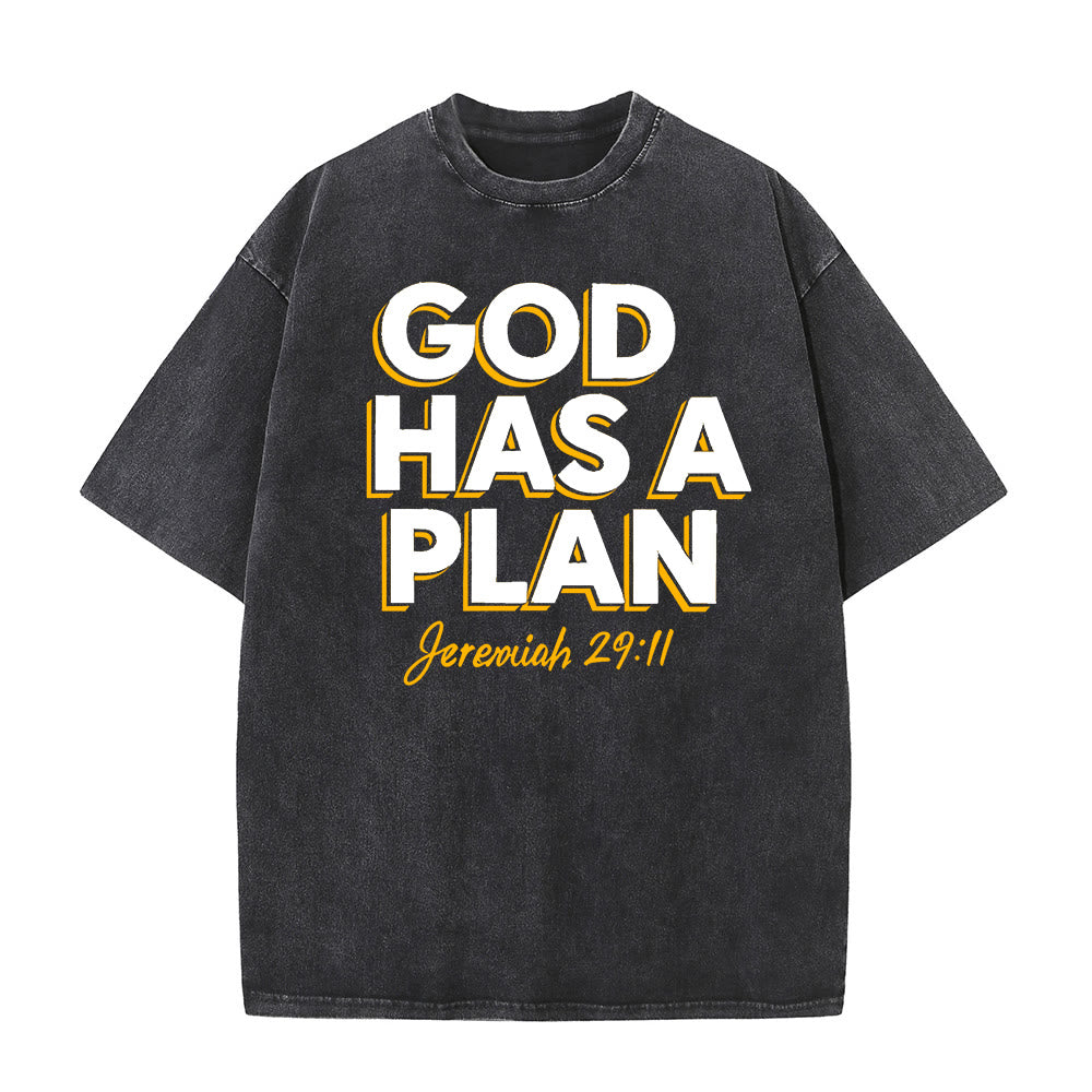 Christianartworkshop Gott hat einen Plan Zitat Unisex-T-Shirt (vorgewaschen) - Schwarz - 5XL - image 2
