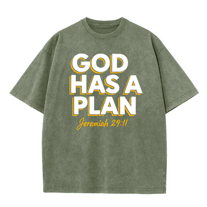 Christianartworkshop Gott hat einen Plan Zitat Unisex-T-Shirt (vorgewaschen) - Armeegrün - 5XL - image 0