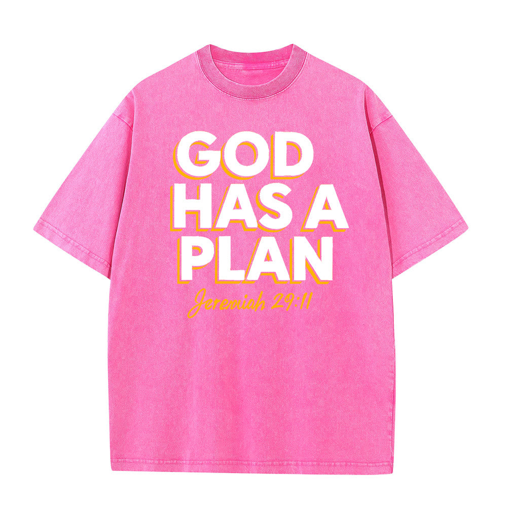 Christianartworkshop Gott hat einen Plan Zitat Unisex-T-Shirt (vorgewaschen) - Rosa - 5XL - image 7