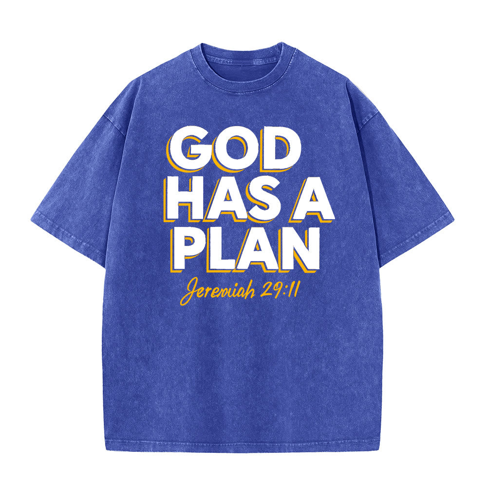 Christianartworkshop Gott hat einen Plan Zitat Unisex-T-Shirt (vorgewaschen) - Blau - 5XL - image 6