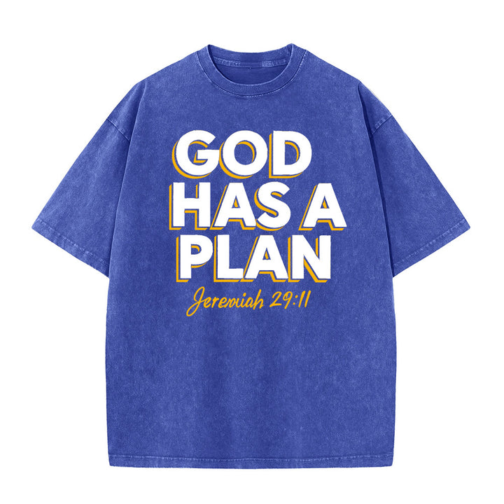 Christianartworkshop Gott hat einen Plan Zitat Unisex-T-Shirt (vorgewaschen) - Blau - 5XL - image 6