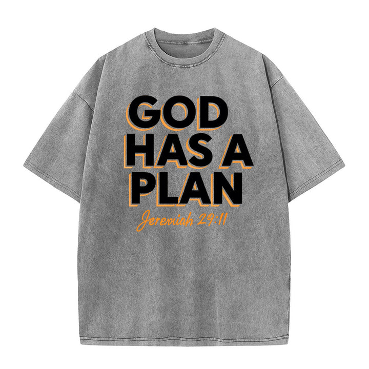 Christianartworkshop Gott hat einen Plan Zitat Unisex-T-Shirt (vorgewaschen) - Grau - 5XL - image 4