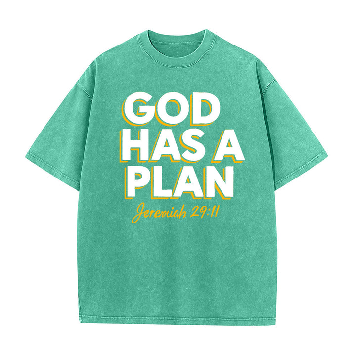 Christianartworkshop Gott hat einen Plan Zitat Unisex-T-Shirt (vorgewaschen) - Grün - 5XL - image 8