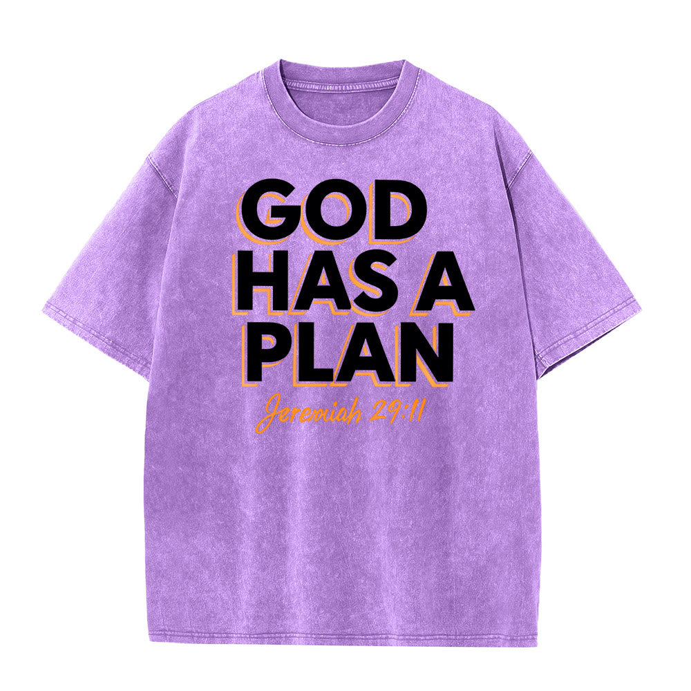Christianartworkshop Gott hat einen Plan Zitat Unisex-T-Shirt (vorgewaschen) - Lila - 5XL - image 1