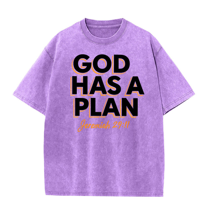 Christianartworkshop Gott hat einen Plan Zitat Unisex-T-Shirt (vorgewaschen) - Lila - 5XL - image 1