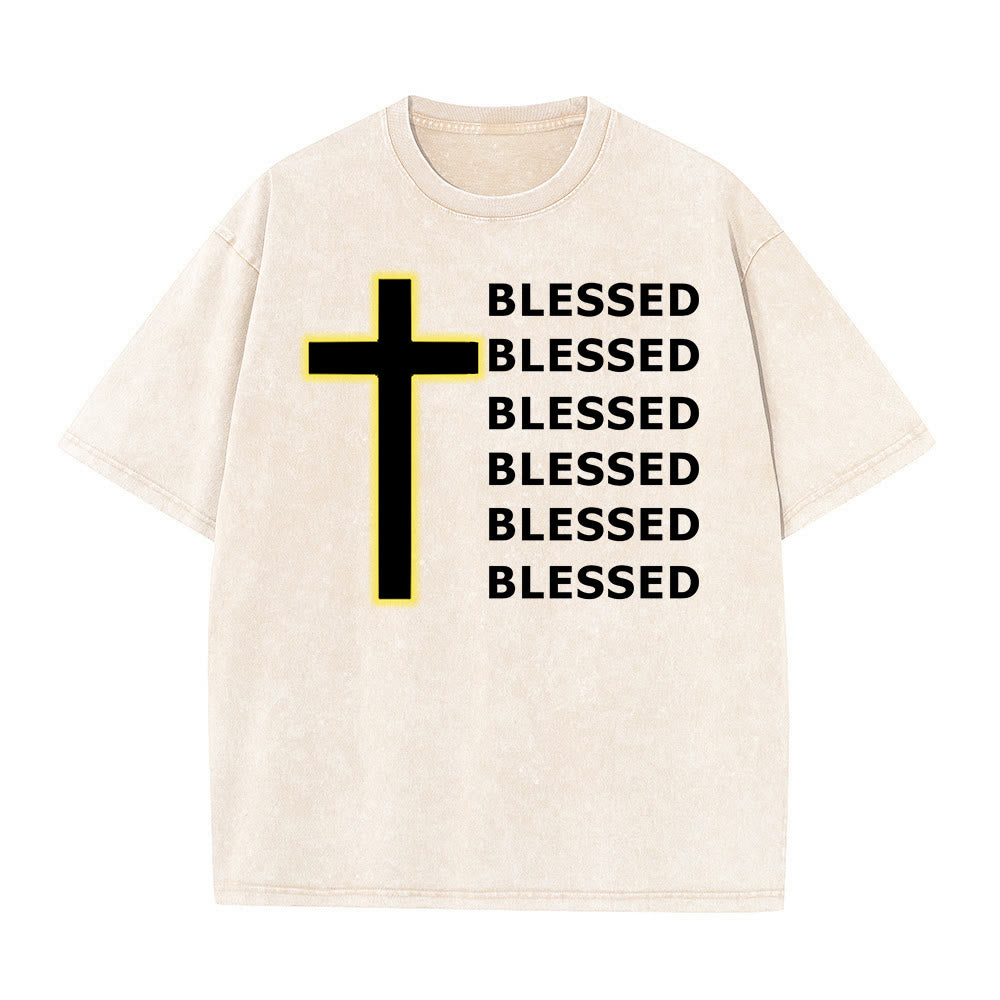 Christianartworkshop Unisex-T-Shirt mit dem Aufdruck „Dankbarkeit, Segen“ - Beige - 5XL - image 4