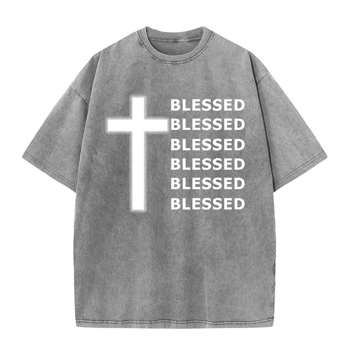 Christianartworkshop Unisex-T-Shirt mit dem Aufdruck „Dankbarkeit, Segen“ - Grau - 5XL - image 5
