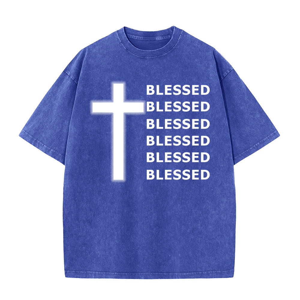 Christianartworkshop Unisex-T-Shirt mit dem Aufdruck „Dankbarkeit, Segen“ - Blau - 5XL - image 7