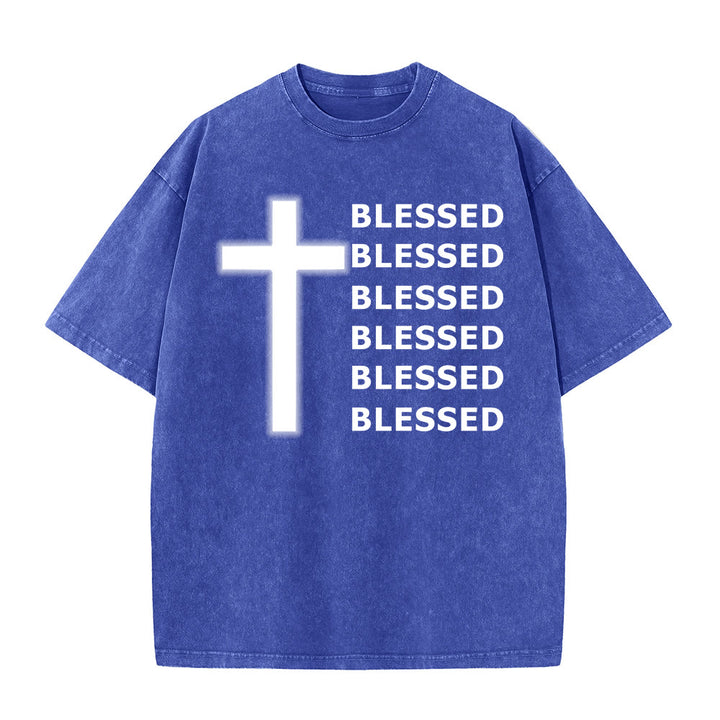 Christianartworkshop Unisex-T-Shirt mit dem Aufdruck „Dankbarkeit, Segen“ - Blau - 5XL - image 7