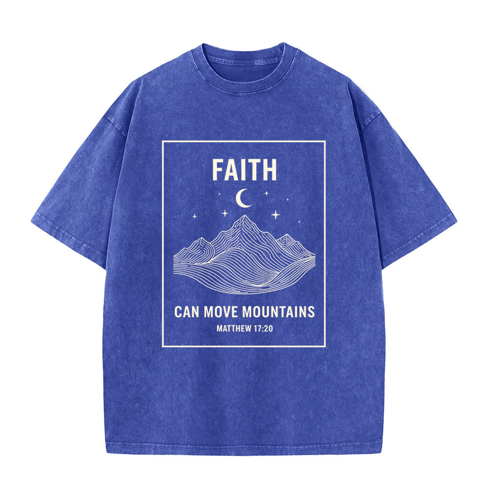 Christianartworkshop Glaube kann Berge versetzen Matthäus 17,20 Unisex-T-Shirt (vorgewaschen) - Blau - 5XL - image 2