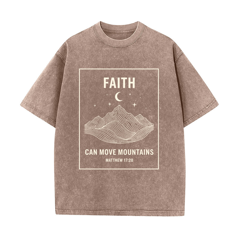 Christianartworkshop Glaube kann Berge versetzen Matthäus 17,20 Unisex-T-Shirt (vorgewaschen) - Braun - 5XL - image 0