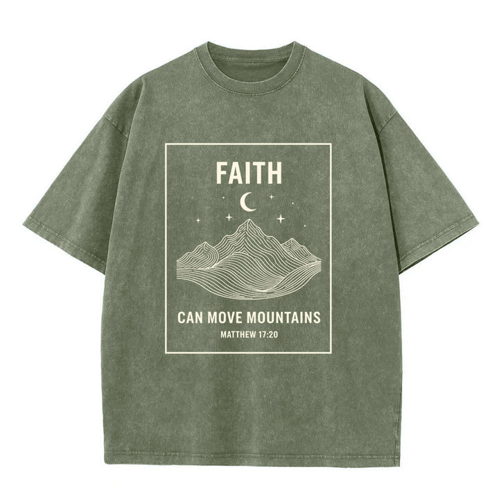 Christianartworkshop Glaube kann Berge versetzen Matthäus 17,20 Unisex-T-Shirt (vorgewaschen) - Armeegrün - 5XL - image 5