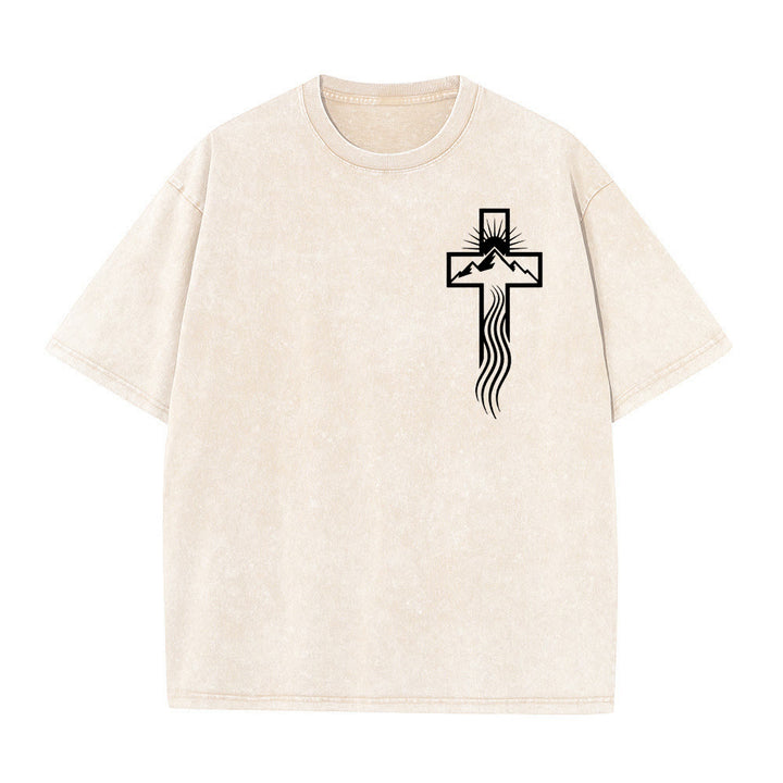 Christianartworkshop Unisex-T-Shirt mit Kreuz- und Natursymbol-Grafik (vorgewaschen) - Beige - 5XL - image 8