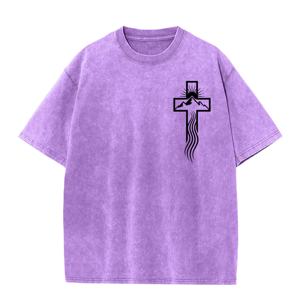 Christianartworkshop Unisex-T-Shirt mit Kreuz- und Natursymbol-Grafik (vorgewaschen) - Lila - 5XL - image 6