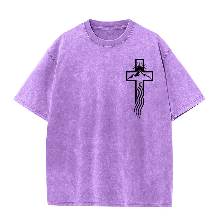 Christianartworkshop Unisex-T-Shirt mit Kreuz- und Natursymbol-Grafik (vorgewaschen) - Lila - 5XL - image 6