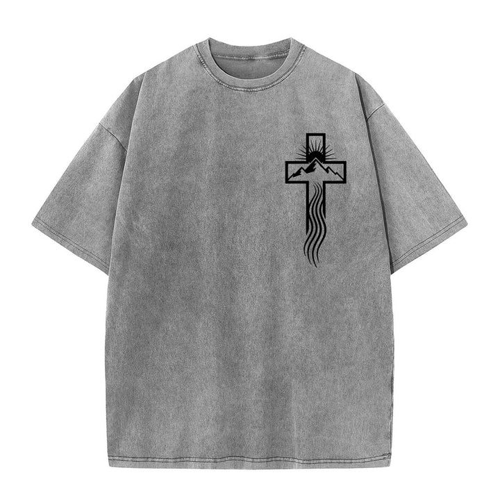 Christianartworkshop Unisex-T-Shirt mit Kreuz- und Natursymbol-Grafik (vorgewaschen) - Grau - 5XL - image 0