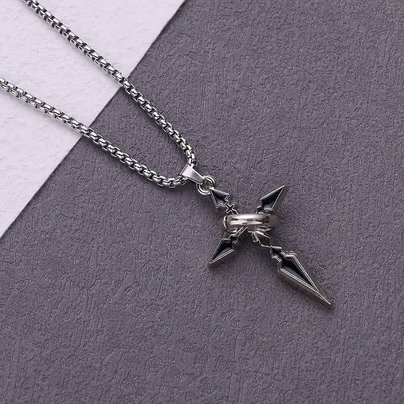Christianartworkshop Halskette mit verschachteltem Ringkreuz aus poliertem Metall: Eine Erinnerung an seine beständige Liebe - image 1