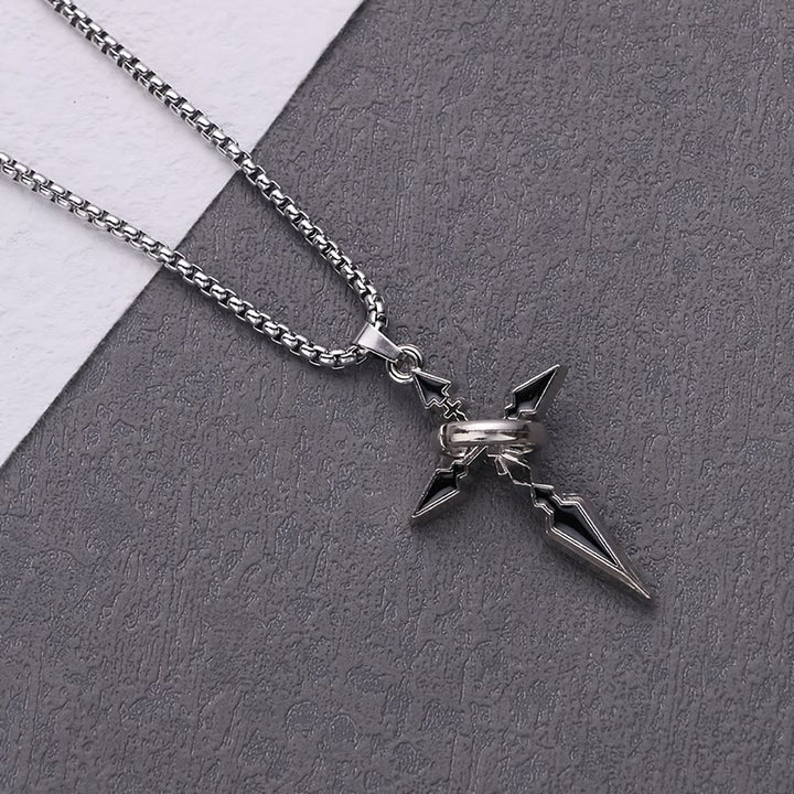 Christianartworkshop Halskette mit verschachteltem Ringkreuz aus poliertem Metall: Eine Erinnerung an seine beständige Liebe - image 1