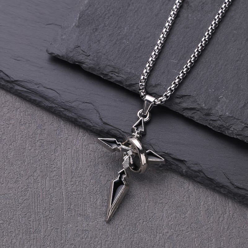 Christianartworkshop Halskette mit verschachteltem Ringkreuz aus poliertem Metall: Eine Erinnerung an seine beständige Liebe - Ring und Kreuz - image 0
