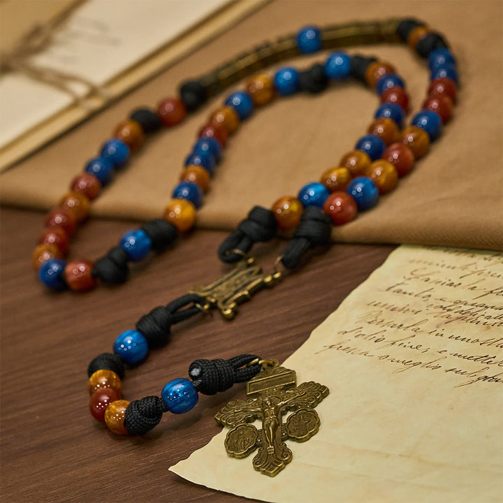 Christianartworkshop Farbenfroher Rosenkranz für das neue Jahr 2026: Personalisiertes Kreuz mit Namen und Schutzpatron - image 5