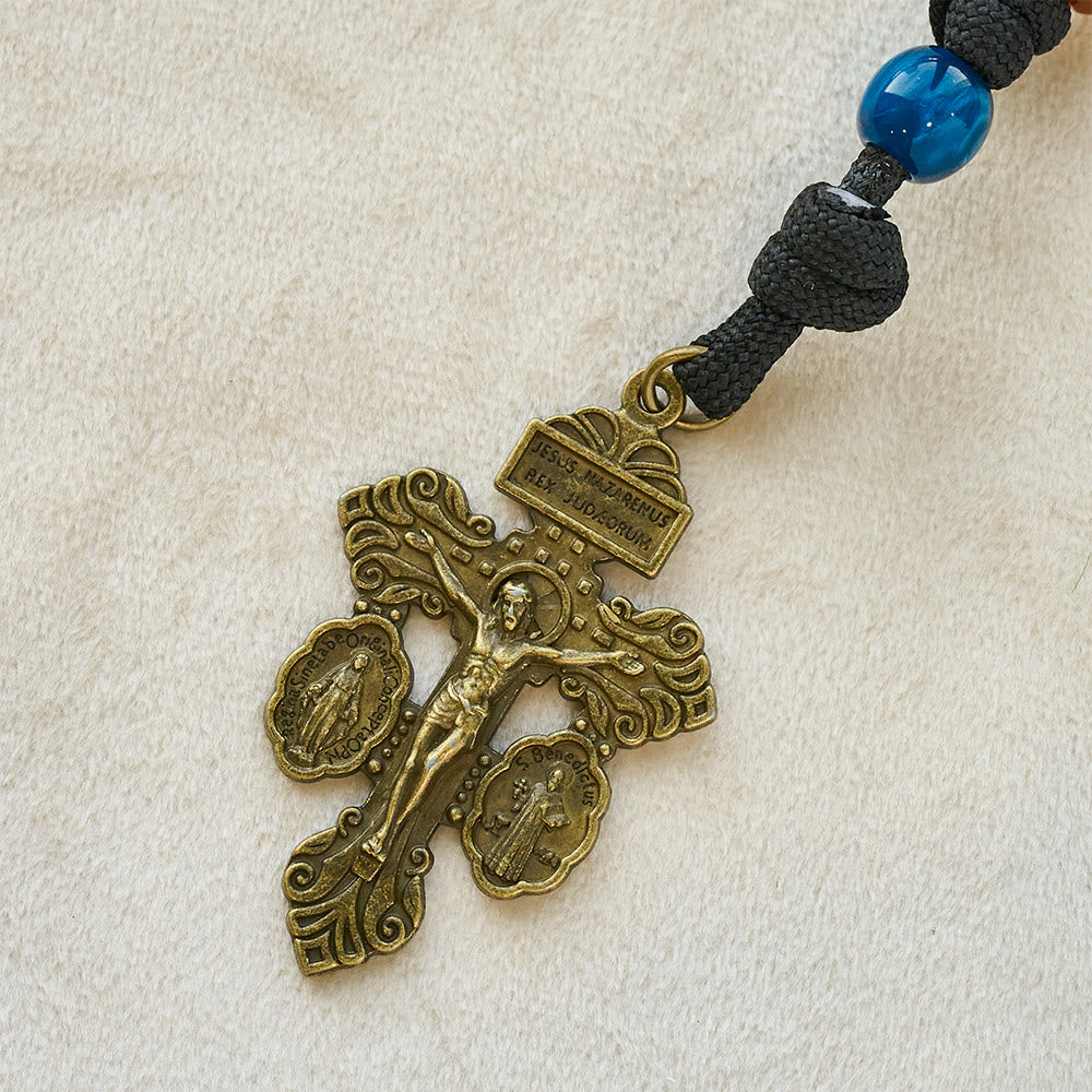 Christianartworkshop Farbenfroher Rosenkranz für das neue Jahr 2026: Personalisiertes Kreuz mit Namen und Schutzpatron - image 8